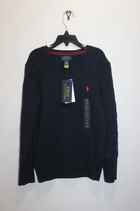 SUÉTER INFORMAL POLO RALPH LAUREN NIÑOS 100% ALGODÓN TEJIDO CON CABLE AZUL MARINO OSCURO TALLA 7 - Imagen 1 de 5