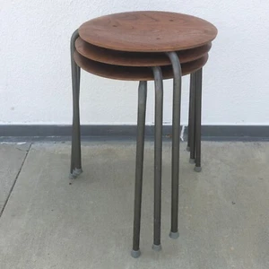 2+1 vintage mid-century DANISH modern STACKING Dot STOOLS tables Made in Denmark - Picture 1 of 11