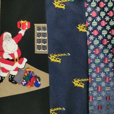 Lote de 3 Corbatas de Navidad Adornos Papá Noel Reno Volando 3d Regalo Clásico  Foto 1 de 4