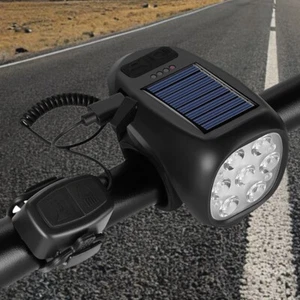 Solar Bicycle Light with Horn Waterproof Bike Headlight for Night Riding - Picture 1 of 10