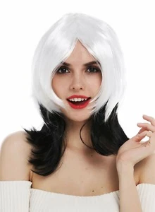 Peluca de Señoras Halloween Carnaval Vampiro Negro Blanco Escalonado Sexy Bruja - Imagen 1 de 6