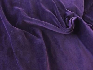 Luxury 100% Cotton Velvet Velour Fabric Material - PURPLE - Picture 1 of 1