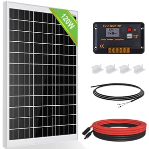 120W 12V Solar Panel Kit Off-Grid for RV Camper Boat Shed + Controller & Cables - Picture 1 of 12