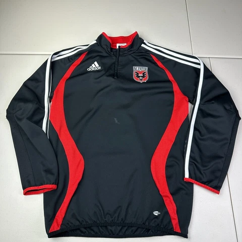 Adidas DC United MLS Futbol Soccer Full Zip Long Sleeve Jacket Mens Medium Black Cover