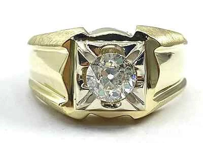 Anillo de compromiso solitario de diamantes cultivados en laboratorio de 1 quilate certificado de oro amarillo de 14 k Foto 1 de 4