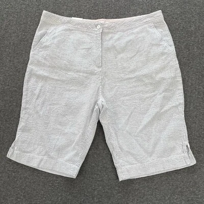 Pantalones Cortos Impermeable Mujer 18 (37x12) 100% Algodón Texturizado Azul Blanco Rayas Nuevos Foto 1 de 4