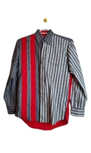 Western Essentials By Karman Mens Striped Denim Button Down Shirt Size M - Picture 1 of 6