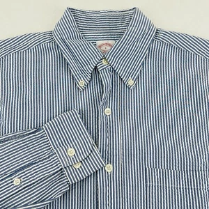 Brooks Brothers Seersucker Shirt Mens Small Blue Stripes Long Sleeve Button Up - Picture 1 of 13