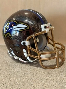 Baltimore Ravens NFL 24K Gold Face Mask Custom Crackle Paint Riddell Mini Helmet - Picture 1 of 9