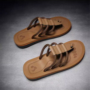 Summer Mens Casual Outdoor Lazy Shoes Rope Weave Belt Flip Flops Soft Slippers