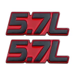 2x Metal Black & Red 5.7L Engine Emblem Car Fender Trunk V6 V8 Badge Decal - Picture 1 of 6