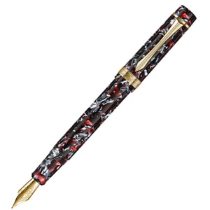 Pluma estilográfica de resina roja negra LIY Schmidt punta fina adorno dorado escritura bolígrafo regalo - Imagen 1 de 11