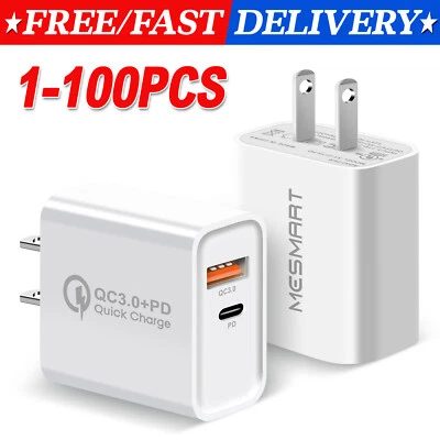 For iPhone 16 16e 15 XR 20W Fast Charger Block USB Type C Wall Power Adapter Lot - Image 1 of 4
