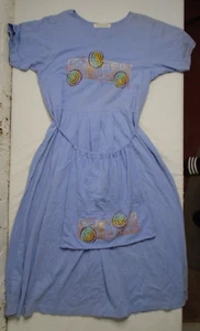 Vintage 90s Blue Fish Organic Flowy Dress Lagenlook Abstract Handpainted Size 1 - Picture 1 of 17