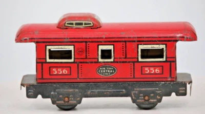 Pre-war Marx O Scale Caboose - New York Central 556 - RED Tin Litho 1:48 Gauge - Image 1 of 4