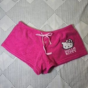 RARE Hello Kitty Sanrio Pink Fleece Fuzzy Sleep Shorts Large 2011 - Picture 1 of 6