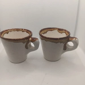 Set 2 tazze da caffè a goccia Pfaltzgraff vintage casual bianco marrone gres - Foto 1 di 4