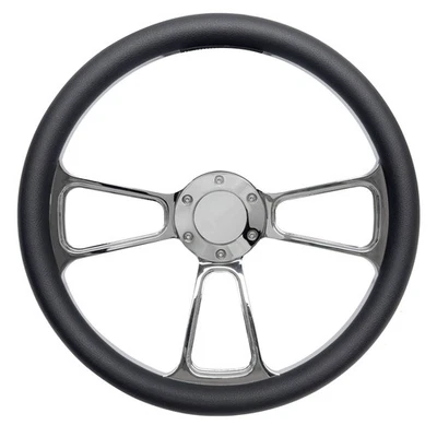 Volante universal de cuero de microfibra negro de 14 pulgadas con aluminio de 3 radios Foto 1 de 4