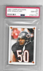 Mike Singletary 1987 Topps Stickers #6 Graded GEM MINT PSA 10 - Picture 1 of 1