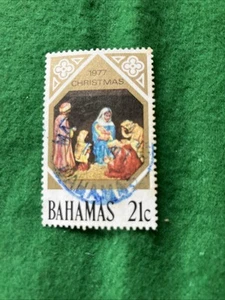 Bahamas 1977 Christmas Stamp 21c Nativity Scene | Used Religious Topical - Imagen 1 de 1