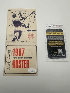 Michael Burke Joe Garagiola Al Downing JSA signed 1967 New York Yankees Roster - Picture 1 of 6
