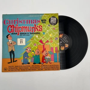 Christmas With the Chipmunks LP Sunset LST-7256 Alvin Simon Theodore Holiday - Foto 1 di 12