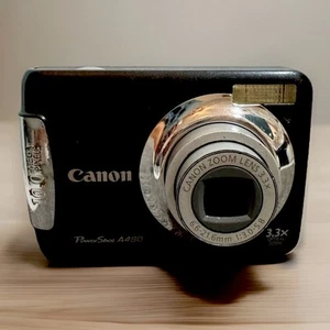 CANON POWERSHOT A480 10.0MP BLACK COMPACT DIGITAL CAMERA TESTED WORKS - Imagen 1 de 6