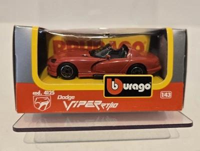 Coche fundido a presión Burago Dodge Viper GTS cupé rojo #4140 escala 1:43 1992 hecho en Italia Foto 1 de 4