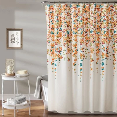 Weeping Flower Shower Curtain Floral Waterproof Machine Washable 72x72 Inches US - Image 1 of 4