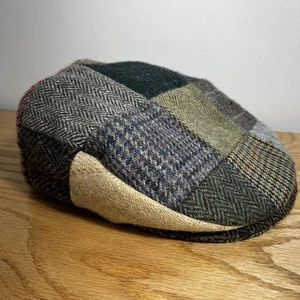 Sombrero Hanna pura lana nueva hecha en Irlanda retazos a cuadros gorra de noticiero talla L - Imagen 1 de 14