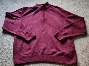 Men's BARBOUR " TISBURY " 1/2 Zip Ruby Coloured Jumper MKN1187RE53. UK Size XL. - Picture 1 of 10