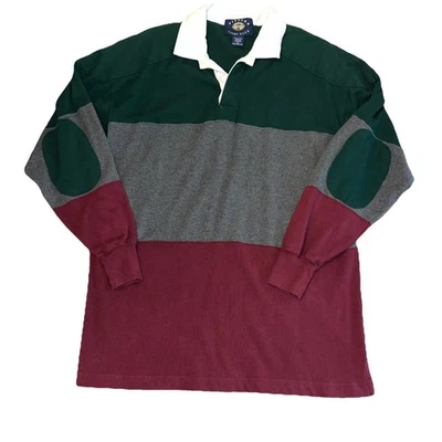 VTG 90s Windsor Rugby Club Polo Color Block Green Gray Burgundy Long Sleeve Med - Image 1 of 4
