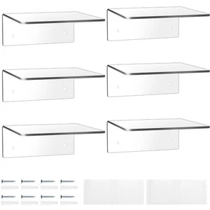 Acrylic Floating Shelves for Wall 6 x 6 Inch Display Wall Shelf Clear Hanging... - Picture 1 of 6