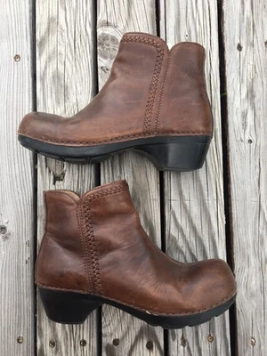 Dansko Scout Ankle Boots Brown Leather Booties Shoes Side Zip Size 38 EU 8 US Foto 1 de 4