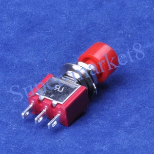 2PCS Red Mini Push Button Toggle Switch Momentary 2A 250VAC 5A 120VAC 3Pin - Picture 1 of 2