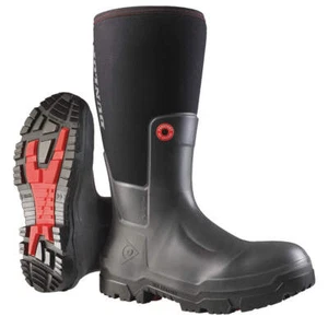 DUNLOP OD60A93.13 Rubber Boot,Men's,13,Knee,Black,PR 55NK83 - Picture 1 of 2