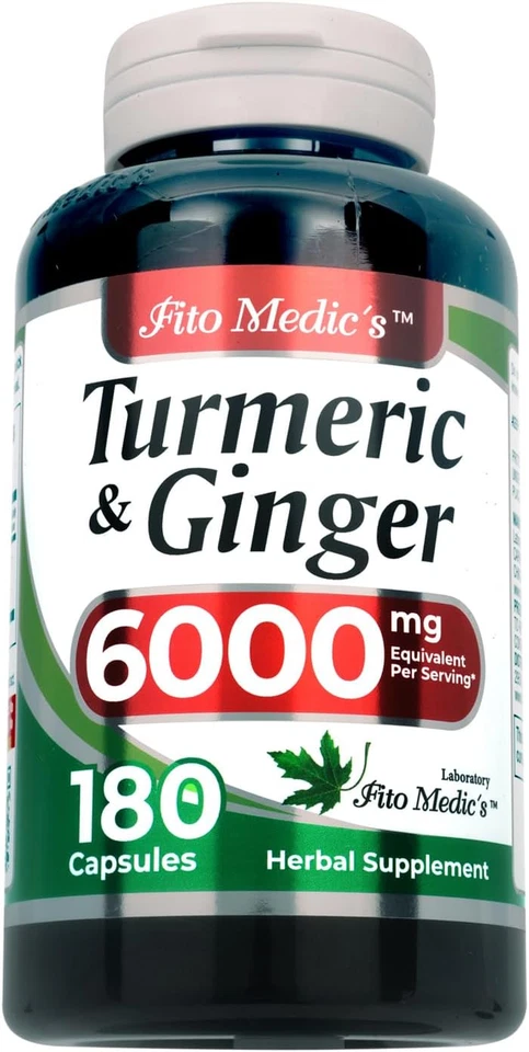 Tumeric Curcumin Max Potency and Ginger Complex 6000 mg 180 Capsules Ultra high