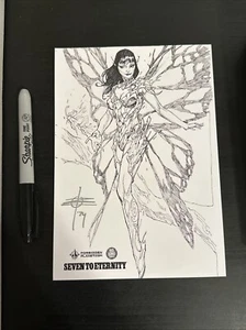 SEVEN TO ETERNITY firmata RICK REMENDER Art Card Pixie Image Comics - Foto 1 di 2
