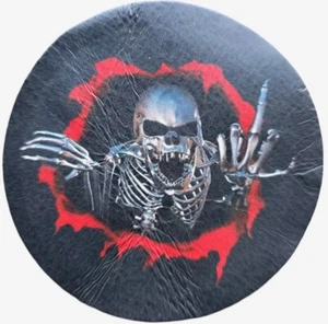 BREAKTHROUGH MIDDLE FINGER F U SKELETON BIKER OUTLAW SEW ON LEATHER PATCH 4 INCH - Picture 1 of 3