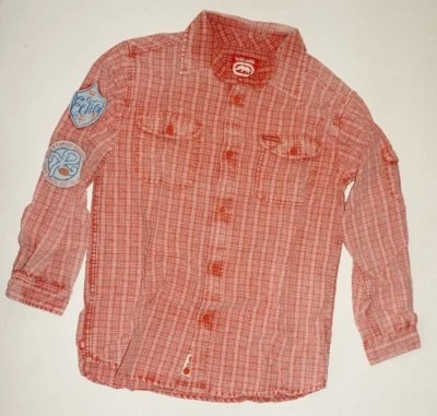 Camisa Ecko Unltg Desteñida Desgastada A Cuadros Abotonada Niños M 12 Foto 1 de 3