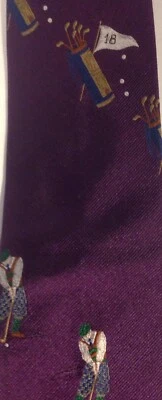  Corbata para hombres WOODWARD Golf Golfers 18 Hoyos 100% Seda Morada Corbata de novedad Foto 1 de 3