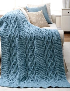 (11) Strickmuster Aran Gitter und Kabel afghanisch/Decke 44 Zoll x 58 Zoll - Bild 1 von 2