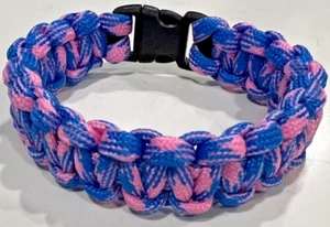 Paracord Armband rosa & türkis mit Schnalle 8 1/4" lang. Passt 7 1/4" Handgelenk - Bild 1 von 2