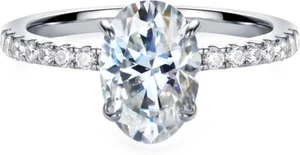Round 2ct Moissanite Engagement Rings for Women 925 Sterling Silver size 7.5 - Picture 1 of 8