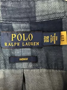 Polo Ralph Lauren Indigoblau Flanellshirt geknöpft 3XB neu groß & groß neu mit Etikett - Bild 1 von 8