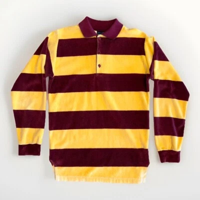 Vintage Campus Velour Polo Striped Shirt Long Sleeve USA Made Men’s Medium - Image 1 of 4