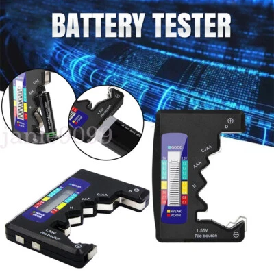 Universal LCD Digital Battery Tester Checker C D N AA AAA 9V 1.5V Button Cell - Image 1 of 4