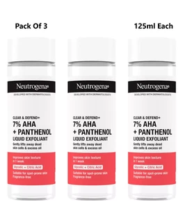3x Neutrogena Clear & Defend 7% AHA + Panthenol Liquid Exfoliant 125ml - Picture 1 of 7