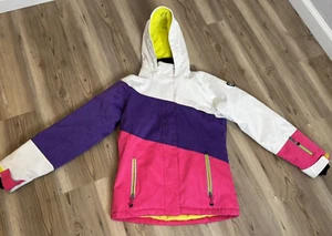Killtec Girls Waterproof & Windproof Level 3 Pink Purple Ski Jacket Sz 12 Hood - Picture 1 of 14