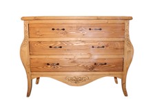 Barocca comò Legno naturale di Pino puro e semplice